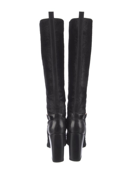 Yves Saint Laurent Ponyhair Leather Trim Embellishment Boots