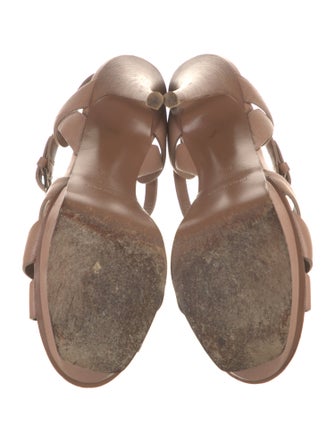 Yves Saint Laurent Rive Gauche Leather T-Strap Sandals