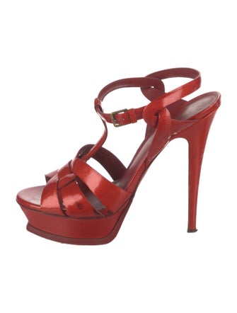 Yves Saint Laurent Patent Leather T-Strap Sandals