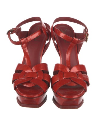 Yves Saint Laurent Patent Leather T-Strap Sandals