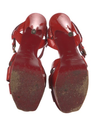 Yves Saint Laurent Patent Leather T-Strap Sandals