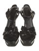 Yves Saint Laurent Rive Gauche Patent Leather T-Strap Sandals
