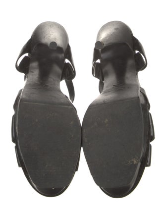 Yves Saint Laurent Rive Gauche Patent Leather T-Strap Sandals
