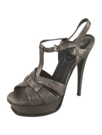 Yves Saint Laurent Rive Gauche Leather T-Strap Sandals