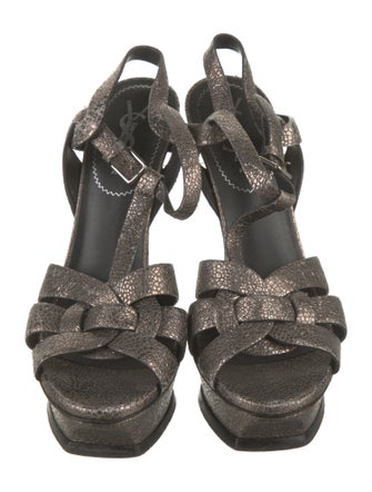Yves Saint Laurent Rive Gauche Leather T-Strap Sandals