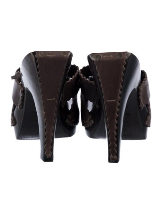 Yves Saint Laurent Leather Lasercut Accents Slides