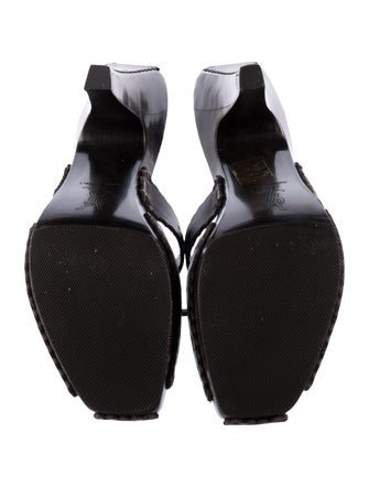 Yves Saint Laurent Leather Lasercut Accents Slides