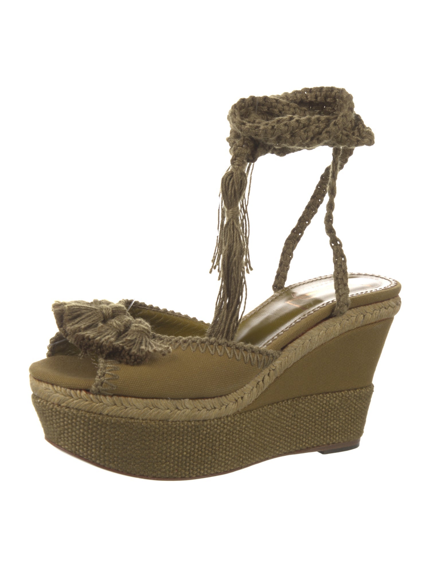 Yves Saint Laurent Canvas Tassel Accents Espadrilles