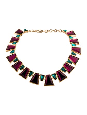 Yves Saint Laurent Crystal Gripoix Collar Necklace