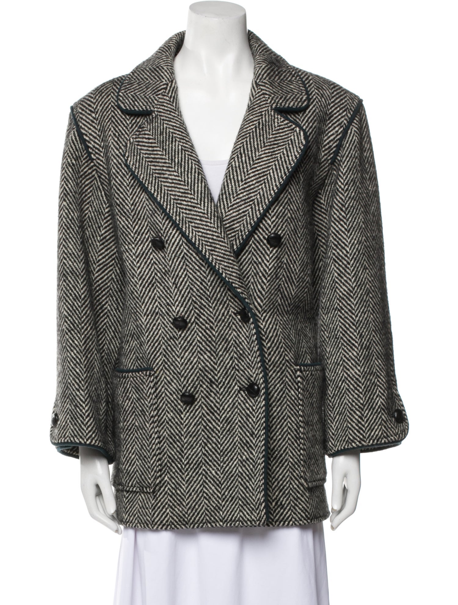 Yves Saint Laurent Tweed Pattern Peacoat