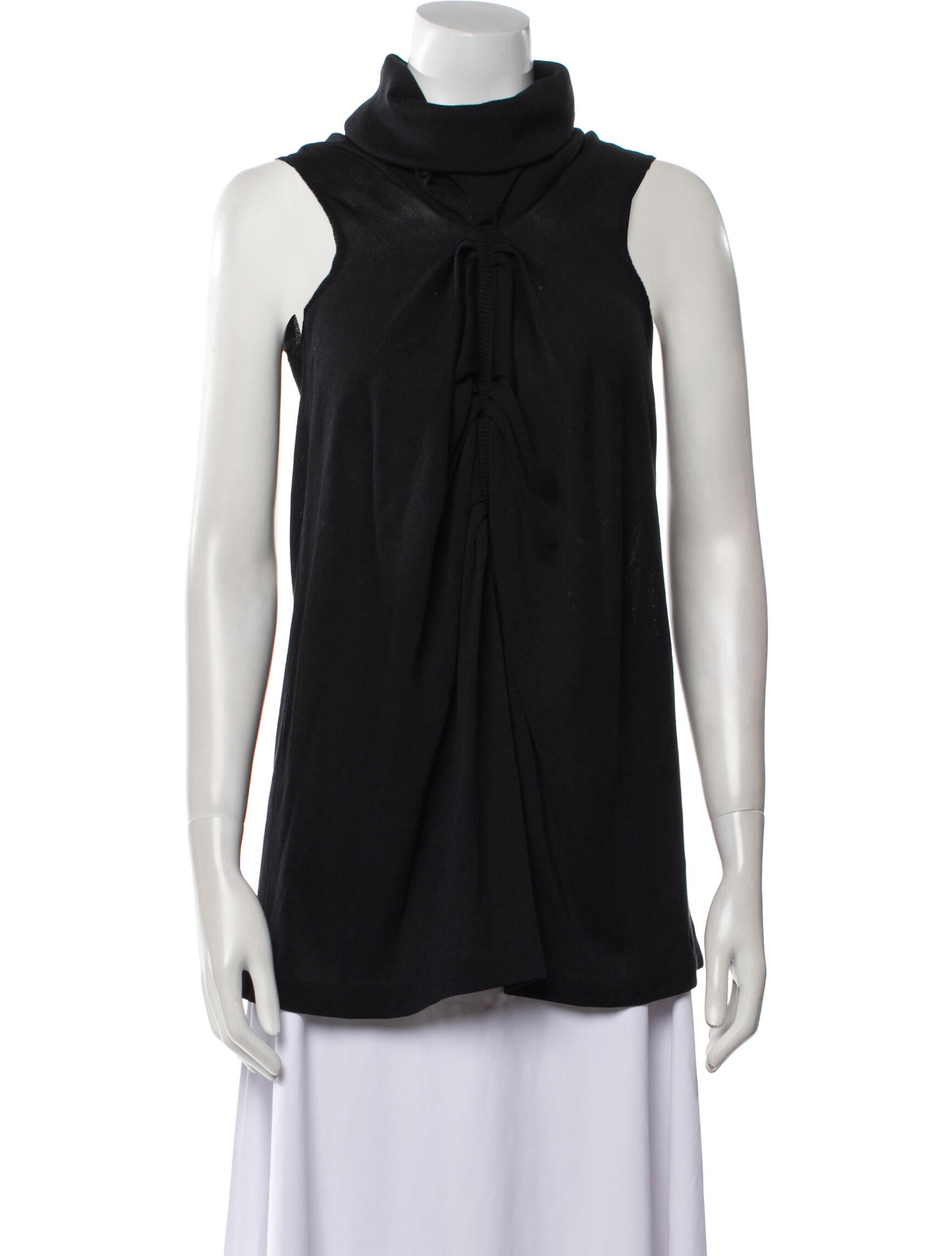 Yves Saint Laurent Mock Neck Sleeveless Blouse