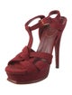 Yves Saint Laurent Suede Glitter Accents T-Strap Sandals