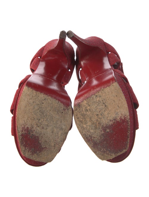 Yves Saint Laurent Suede Glitter Accents T-Strap Sandals