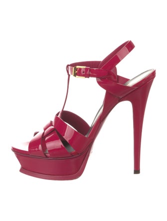 Saint Laurent Patent Leather T-Strap Sandals