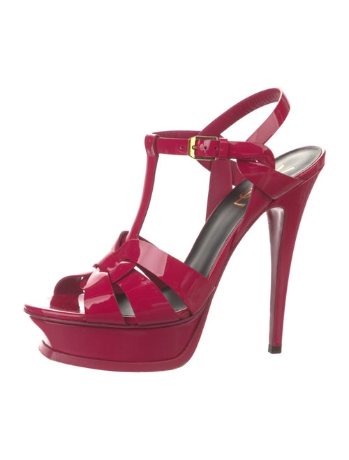 Saint Laurent Patent Leather T-Strap Sandals