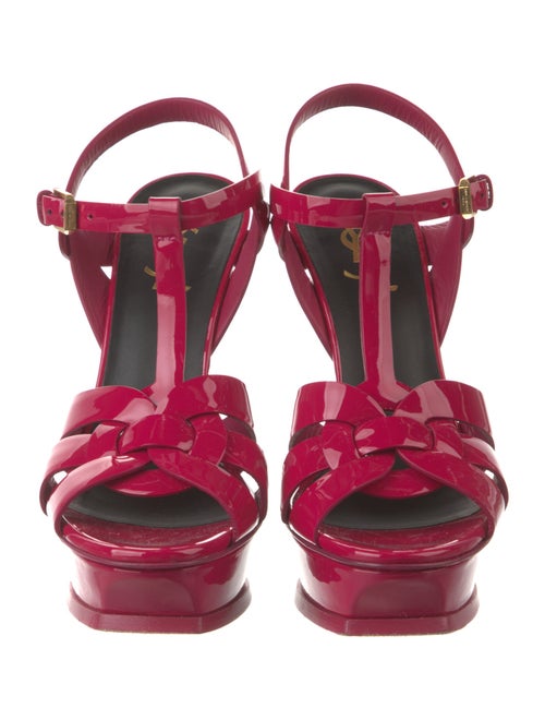 Saint Laurent Patent Leather T-Strap Sandals