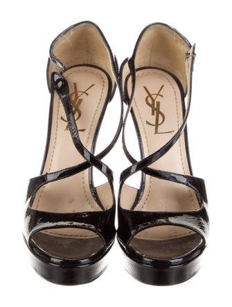 Yves Saint Laurent Rive Gauche Patent Leather T-Strap Pumps