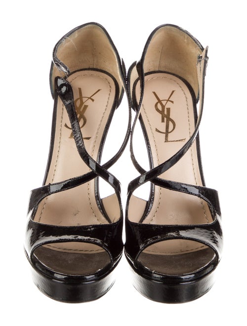 Yves Saint Laurent Rive Gauche Patent Leather T-Strap Pumps