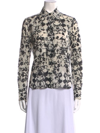 Yves Saint Laurent Printed Long Sleeve Button-Up Top