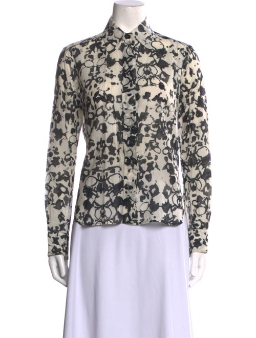 Yves Saint Laurent Printed Long Sleeve Button-Up Top