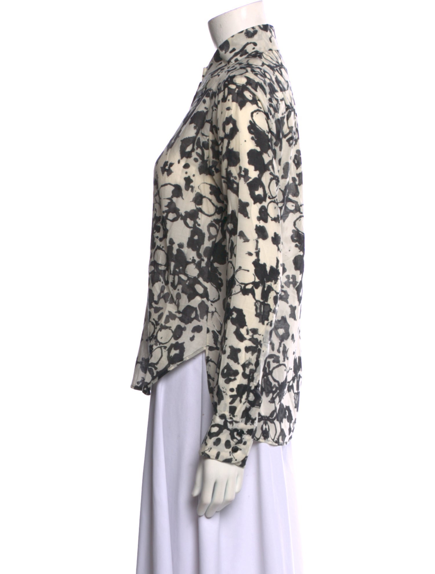 Yves Saint Laurent Printed Long Sleeve Button-Up Top