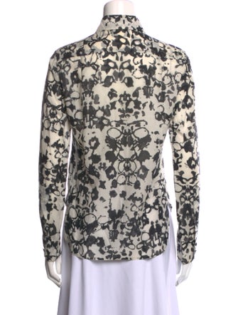 Yves Saint Laurent Printed Long Sleeve Button-Up Top