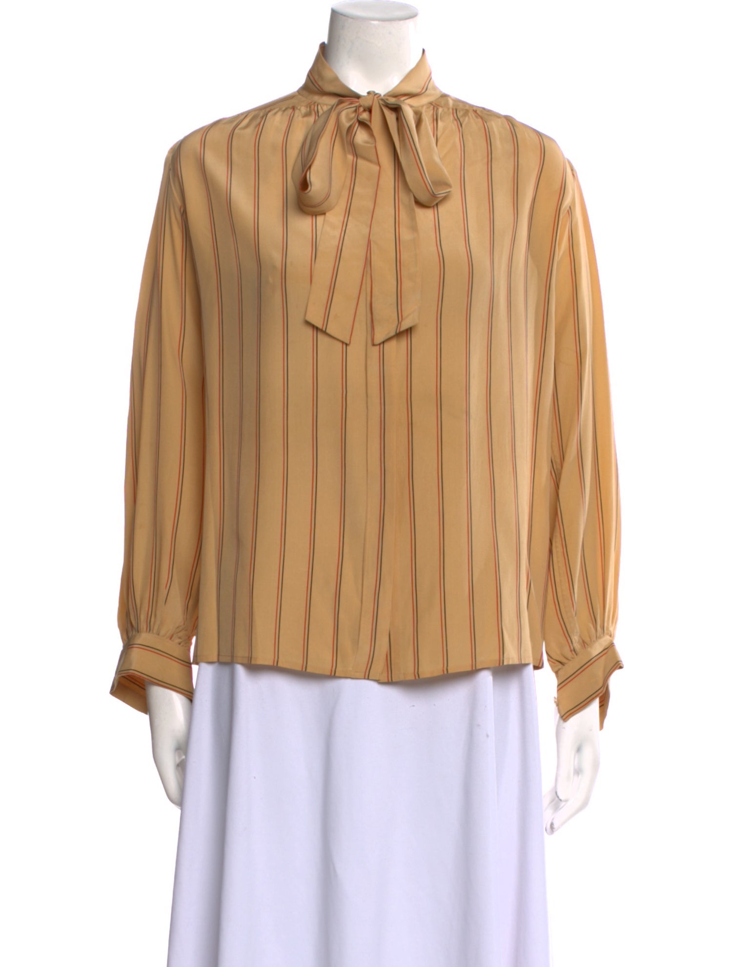 Yves Saint Laurent Rive Gauche Silk Tie Neck Blouse