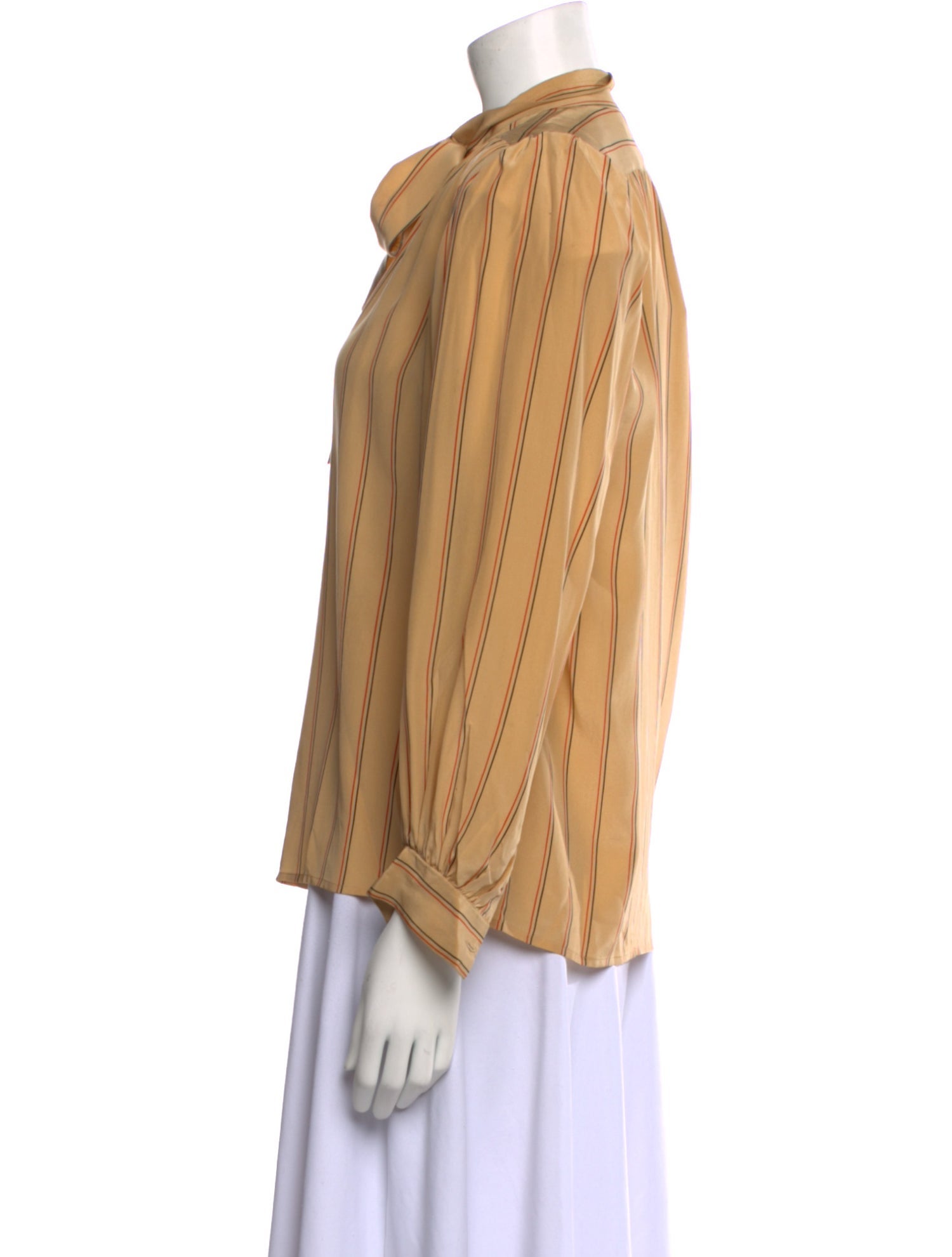 Yves Saint Laurent Rive Gauche Silk Tie Neck Blouse