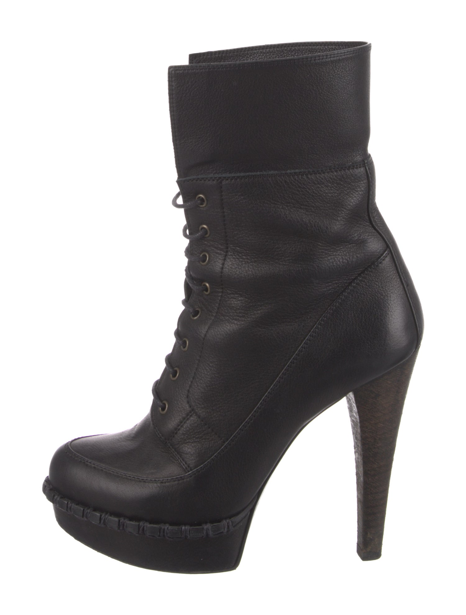 Yves Saint Laurent Leather Lace-Up Boots