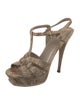 Yves Saint Laurent Leather Animal Print T-Strap Pumps