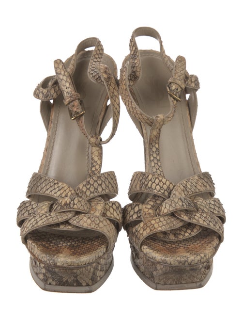 Yves Saint Laurent Leather Animal Print T-Strap Pumps