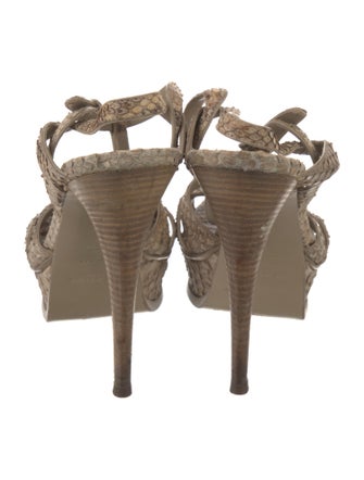 Yves Saint Laurent Leather Animal Print T-Strap Pumps