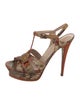 Yves Saint Laurent Snakeskin Animal Print T-Strap Sandals