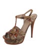 Yves Saint Laurent Snakeskin Animal Print T-Strap Sandals