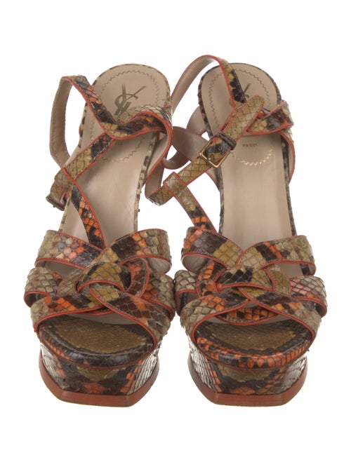 Yves Saint Laurent Snakeskin Animal Print T-Strap Sandals