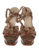 Yves Saint Laurent Snakeskin Animal Print T-Strap Sandals
