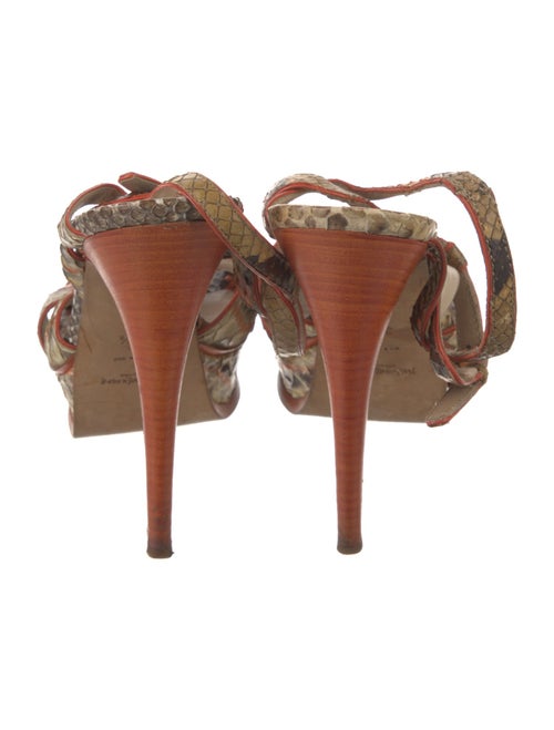 Yves Saint Laurent Snakeskin Animal Print T-Strap Sandals