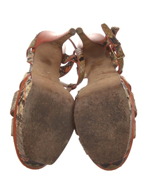 Yves Saint Laurent Snakeskin Animal Print T-Strap Sandals