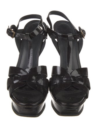 Yves Saint Laurent Patent Leather T-Strap Sandals