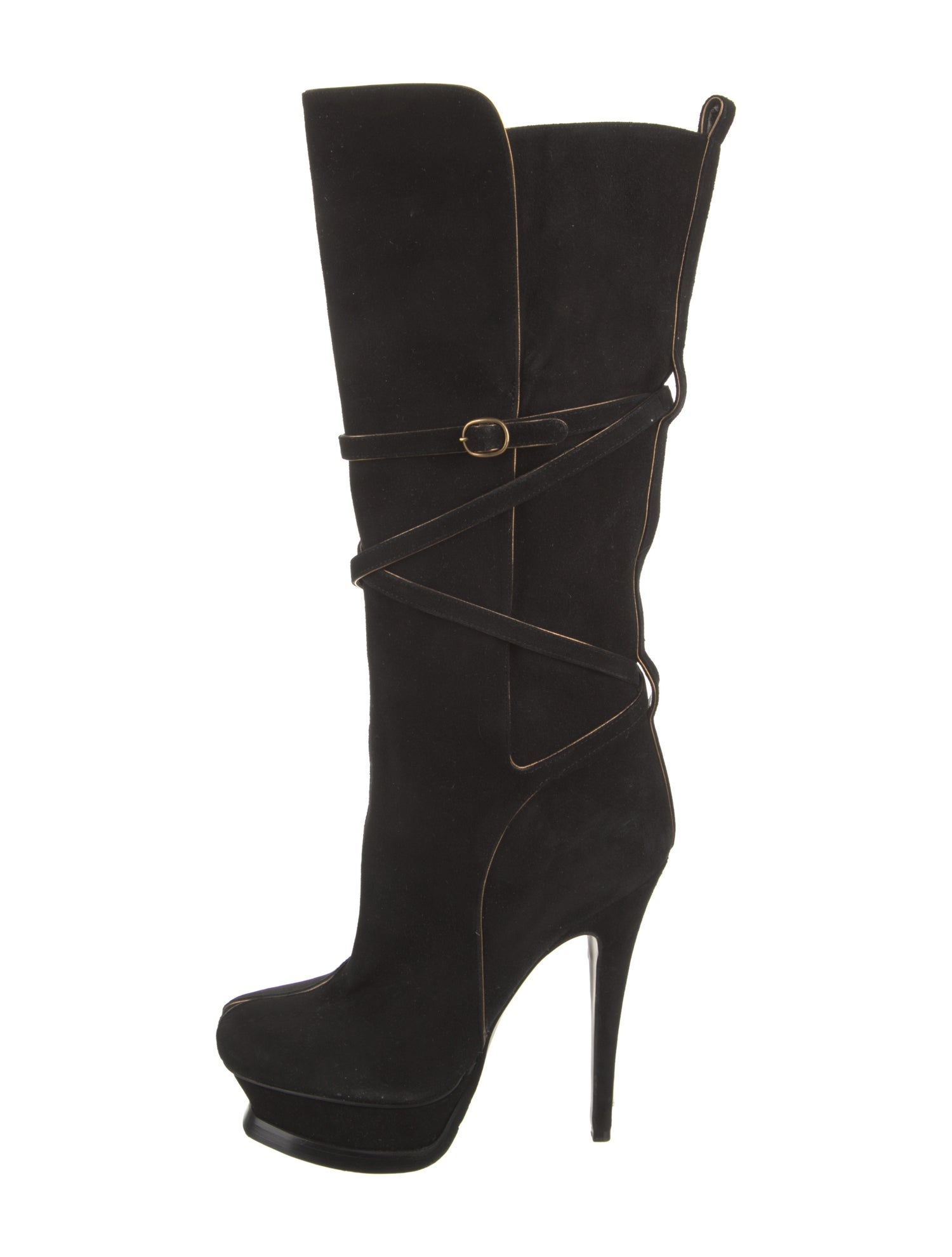 Yves Saint Laurent Rive Gauche Suede Lace-Up Boots