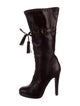 Yves Saint Laurent Rive Gauche Leather Lasercut Accents Lace-Up Boots