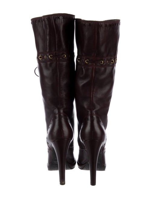 Yves Saint Laurent Rive Gauche Leather Lasercut Accents Lace-Up Boots