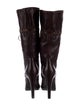 Yves Saint Laurent Rive Gauche Leather Lasercut Accents Lace-Up Boots