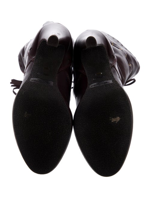 Yves Saint Laurent Rive Gauche Leather Lasercut Accents Lace-Up Boots