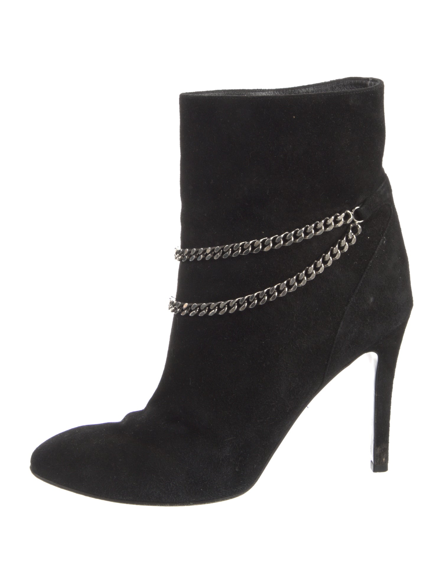 Saint Laurent Suede Chain-Link Accents Lace-Up Boots