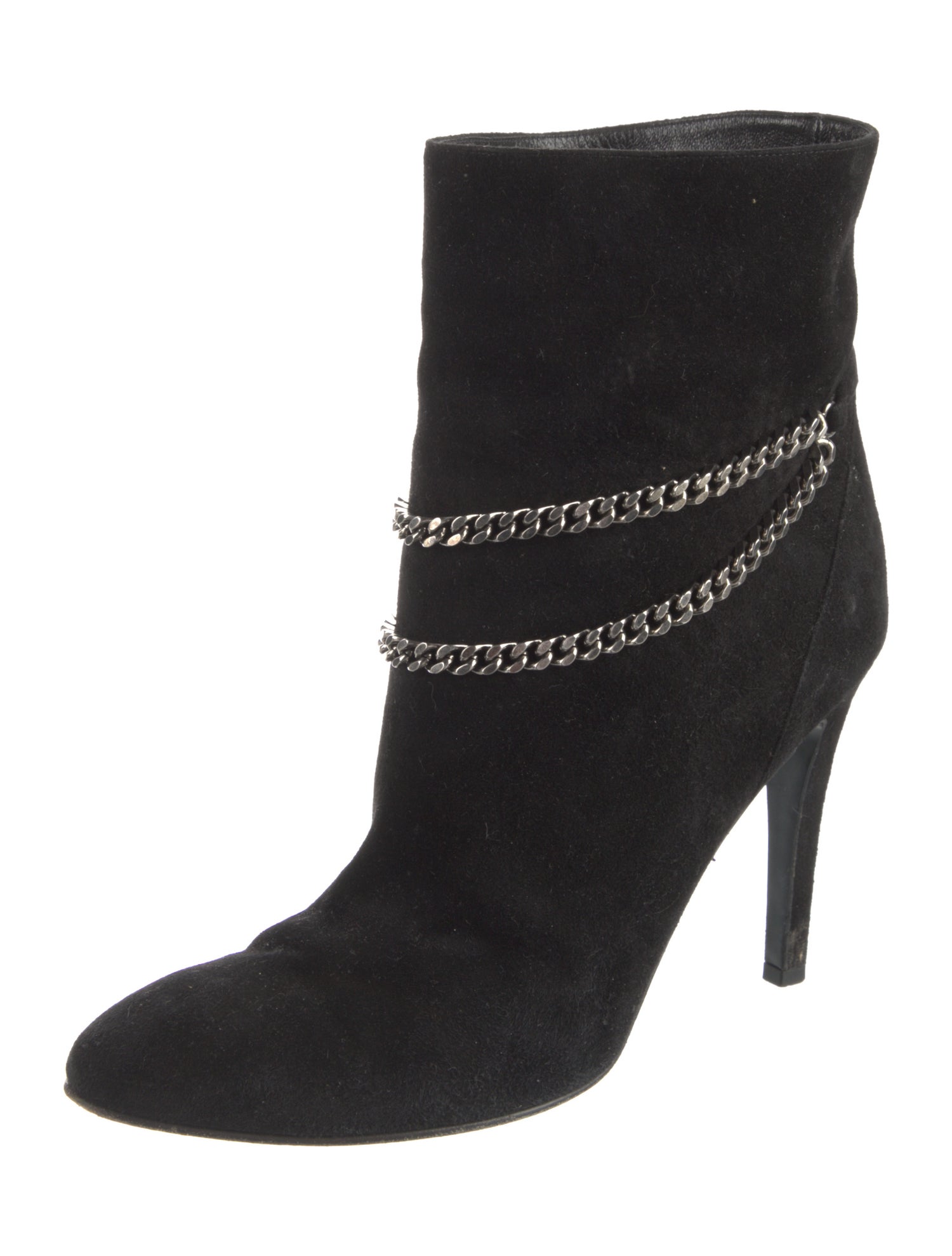 Saint Laurent Suede Chain-Link Accents Lace-Up Boots