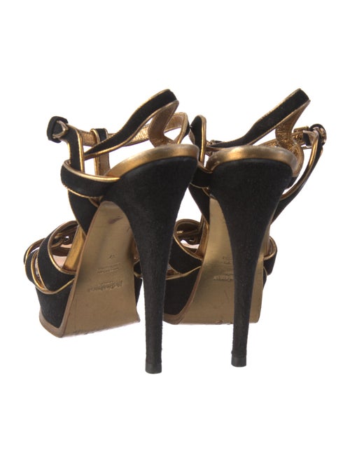 Yves Saint Laurent Suede Animal Print T-Strap Pumps