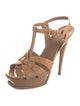 Yves Saint Laurent Patent Leather T-Strap Sandals