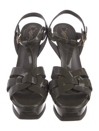 Yves Saint Laurent Patent Leather T-Strap Sandals