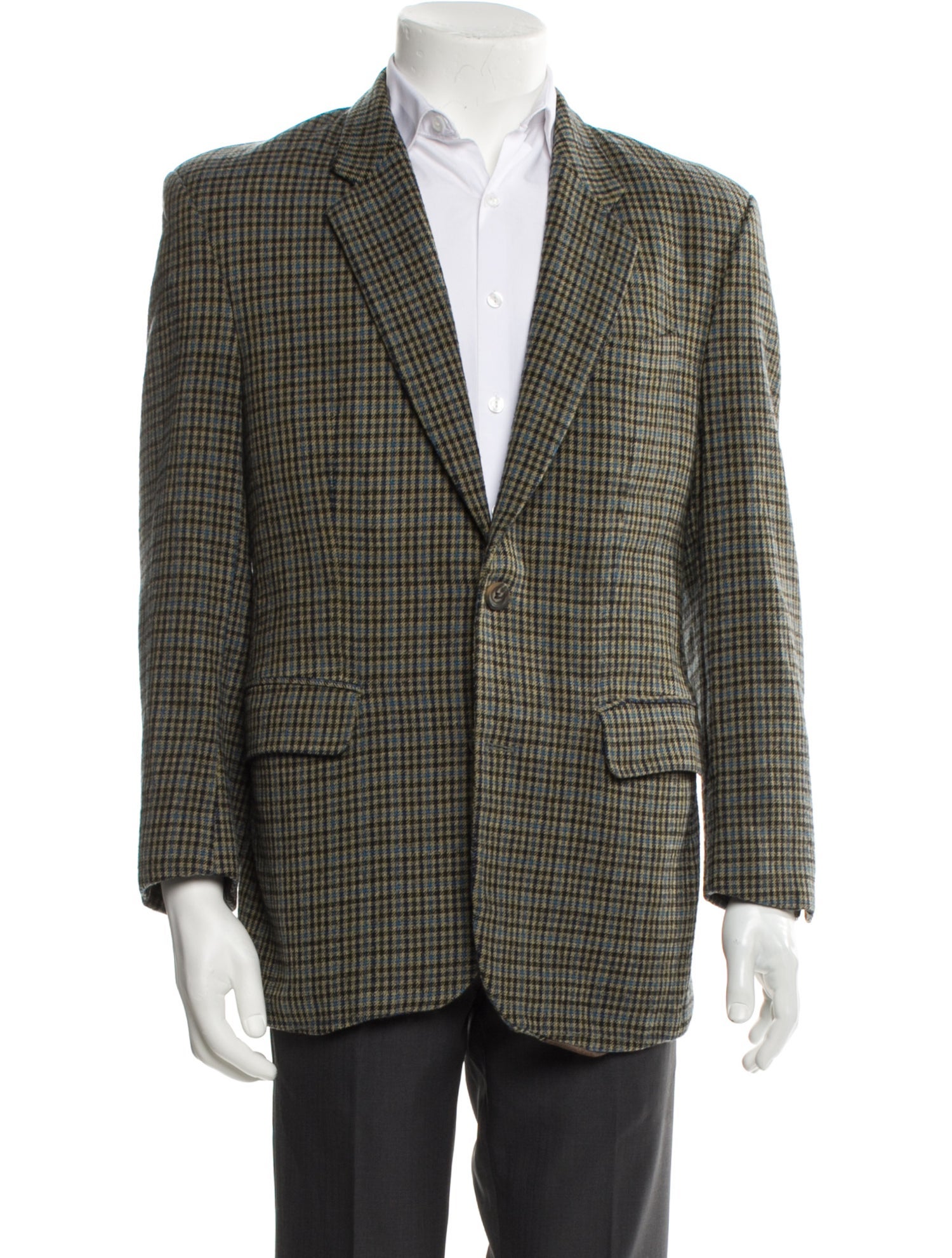 Yves Saint Laurent Wool Houndstooth Print Blazer